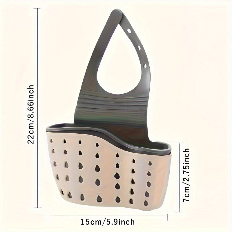 Caddy de silicona para fregadero con diseño ajustable, organizador de cocina sin batería