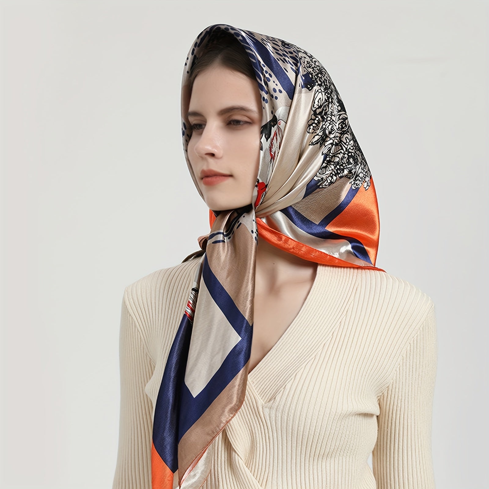 Women’s Satin Square Scarf 89.99cm Soft Sun Protection Head Wrap