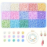 3000pcs 3mm Glass Beads for Jewelry Making in 15 Colors DIY Bracelet Necklace Craft Kit