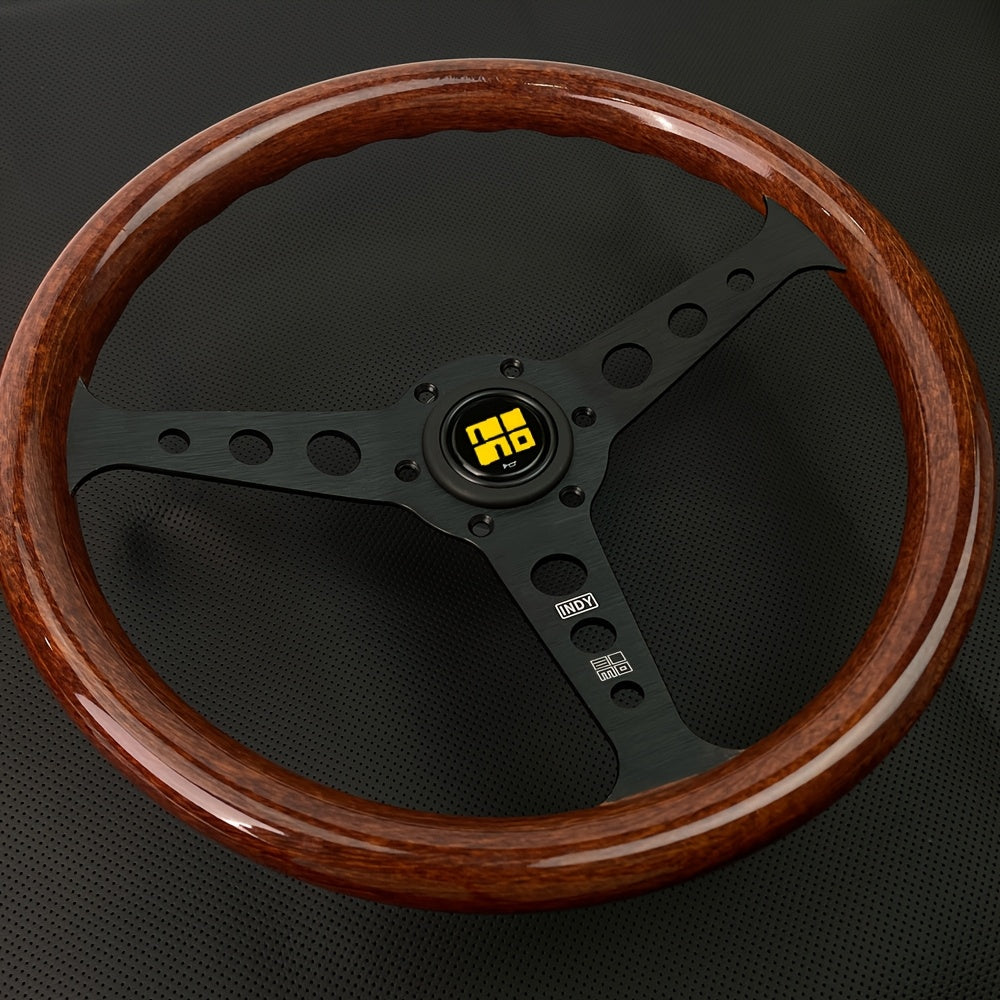 Универсальное деревянное рулевое колесо для гонок и дрифта, 35.56 см, черное/серебро