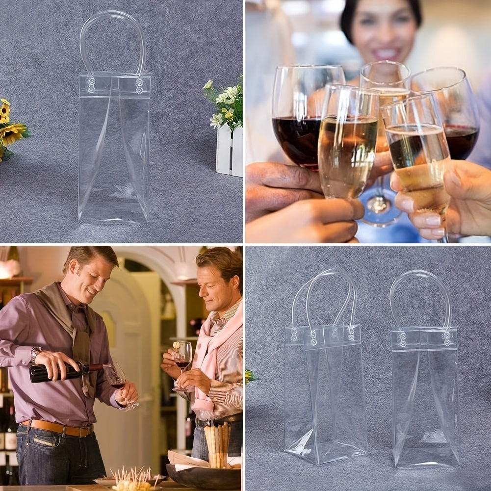 Portable Ice Bucket with PVC Leak-Proof Ice Bag, Transparent, Handle for Wine and Champagne