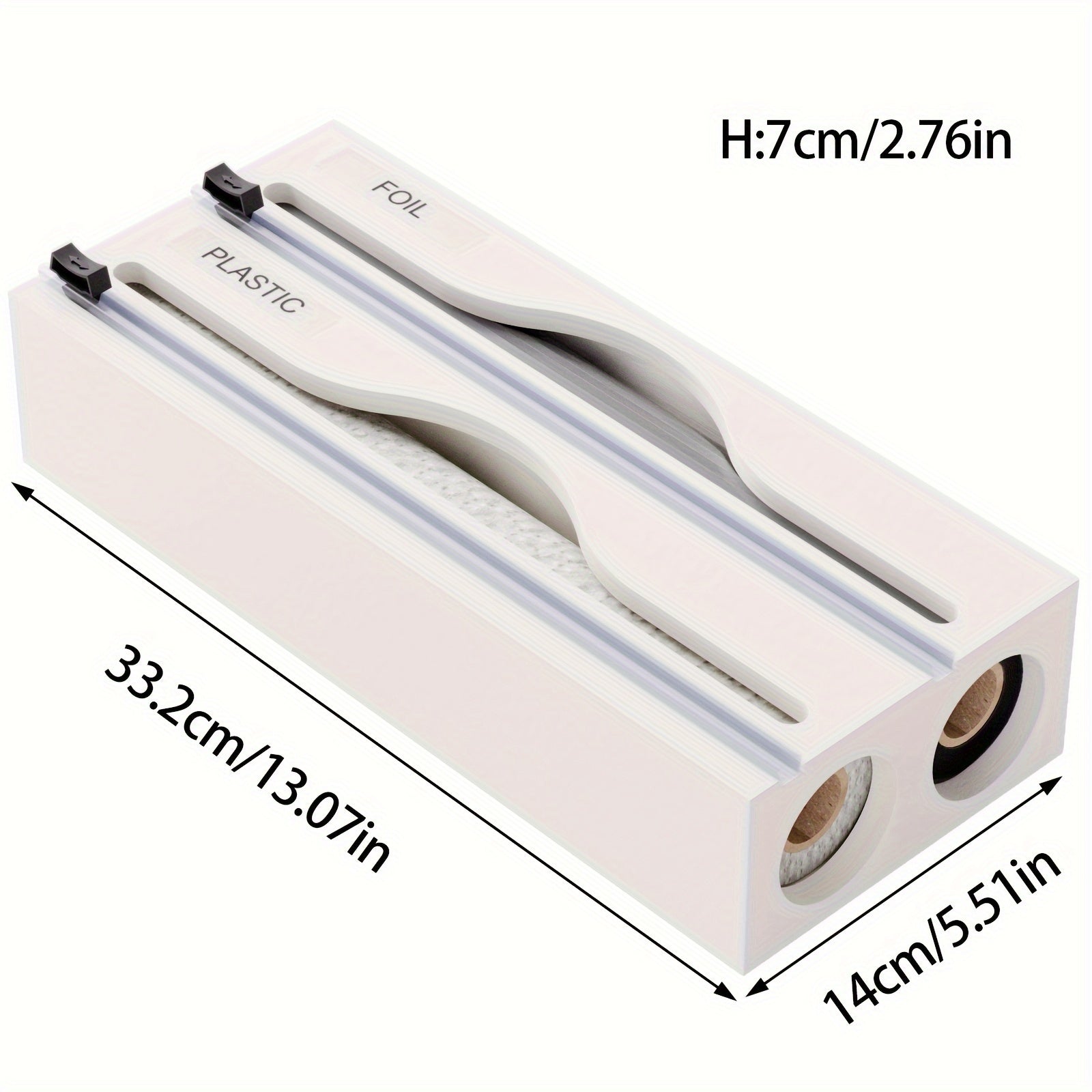 Bamboo Wrap Dispenser with Cutter for Kitchen Drawer Wall Organizer Plastic and Aluminum Foil Storage