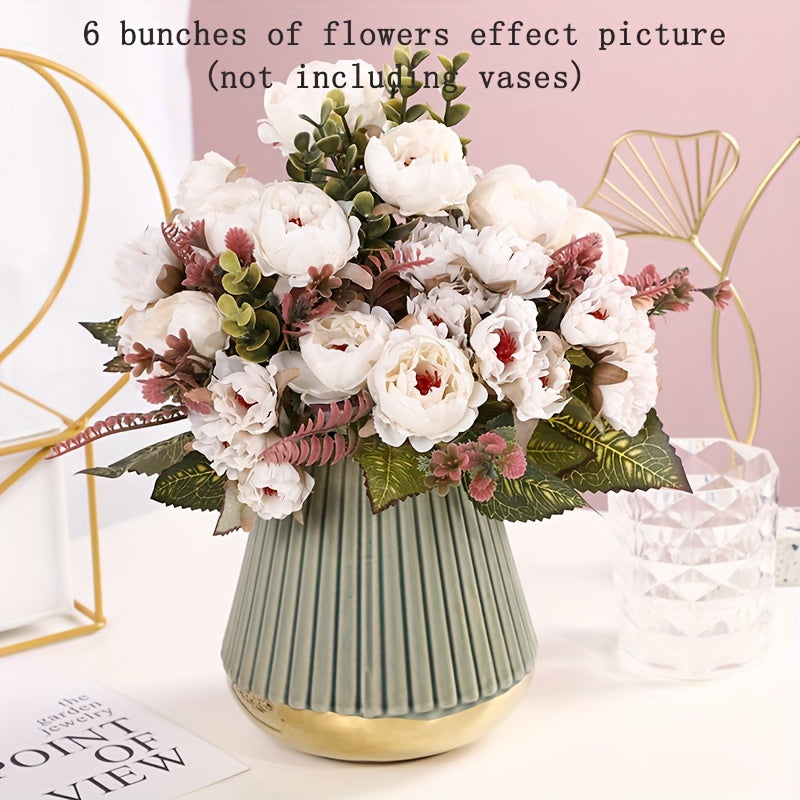 Искусственные букеты розовых пионов с несколькими головами, стеблями и различными применениями для дома, сада или мероприятий.