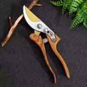 Heavy-Duty Garden Pruning Shears with Ergonomic Wood Grain Handle and SK5 Steel Blade