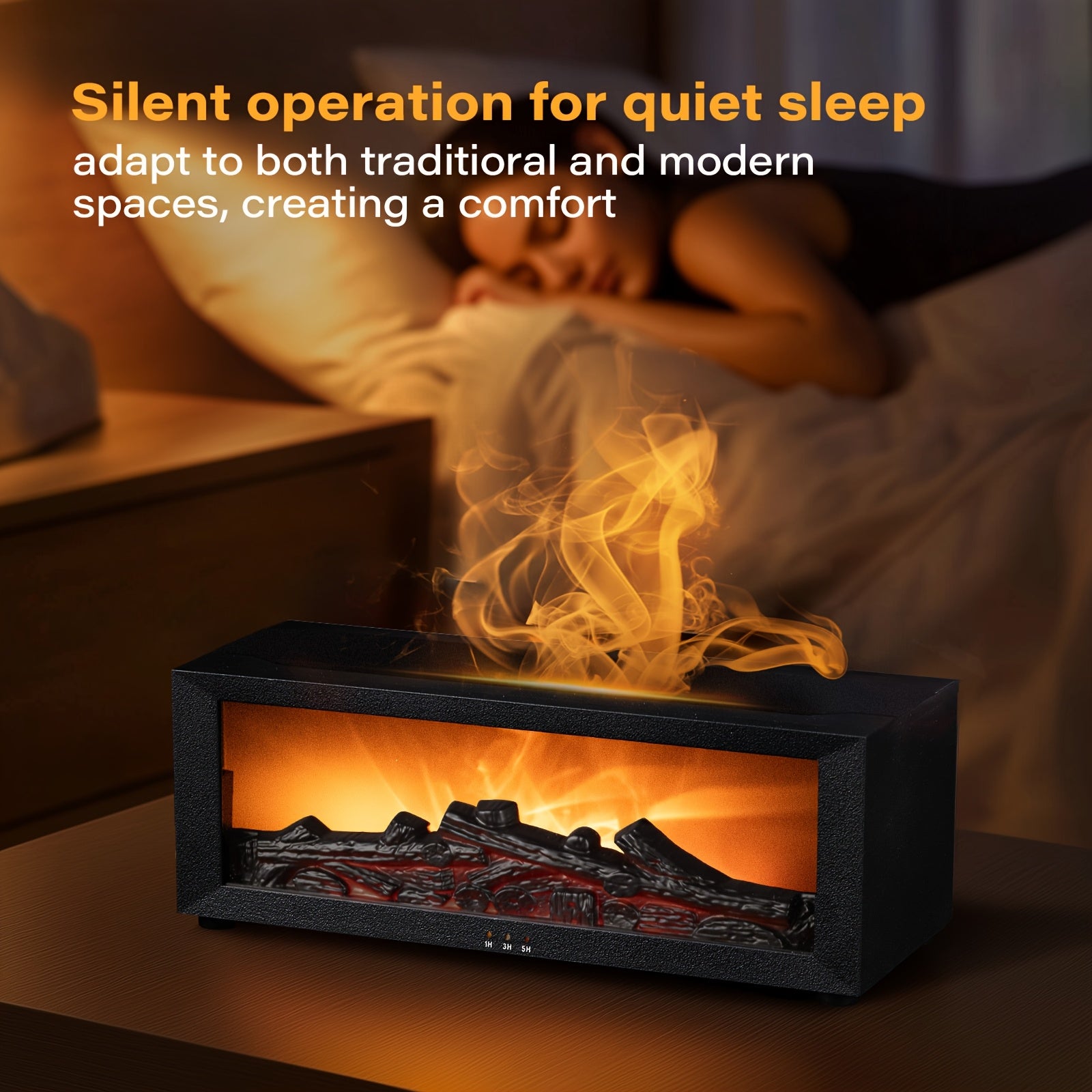 Simulation Flame Fireplace Humidifier with Remote Control and USB Power