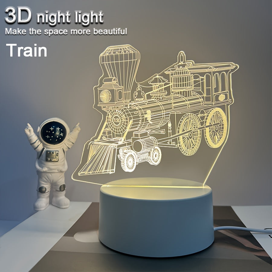 3D Train Night Light LED Warm Light for Bedroom Study Gaming Room Gift