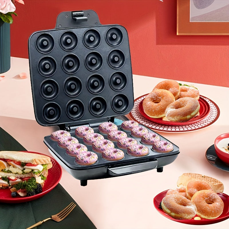 Máquina para hacer mini donas, molde de 16 cavidades, plancha para waffles antiadherente, 1200W, enchufe europeo