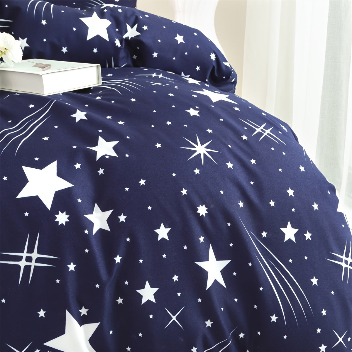 Starry Sky Duvet Cover Set 3 Pieces Soft Breathable Bedding for Bedroom Guest Room