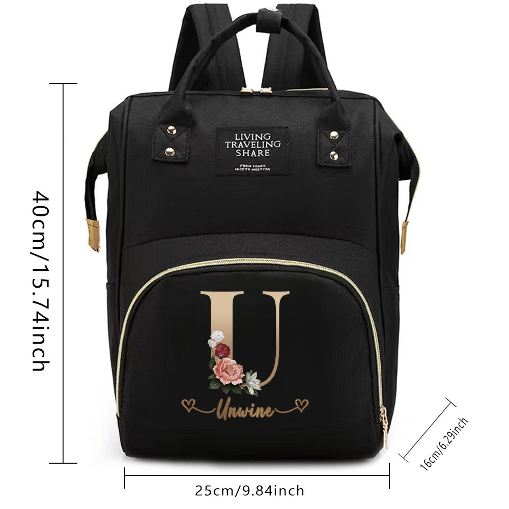 Personalized Mommy Diaper Bag with Custom Initials, Oxford Cloth, Generous Storage