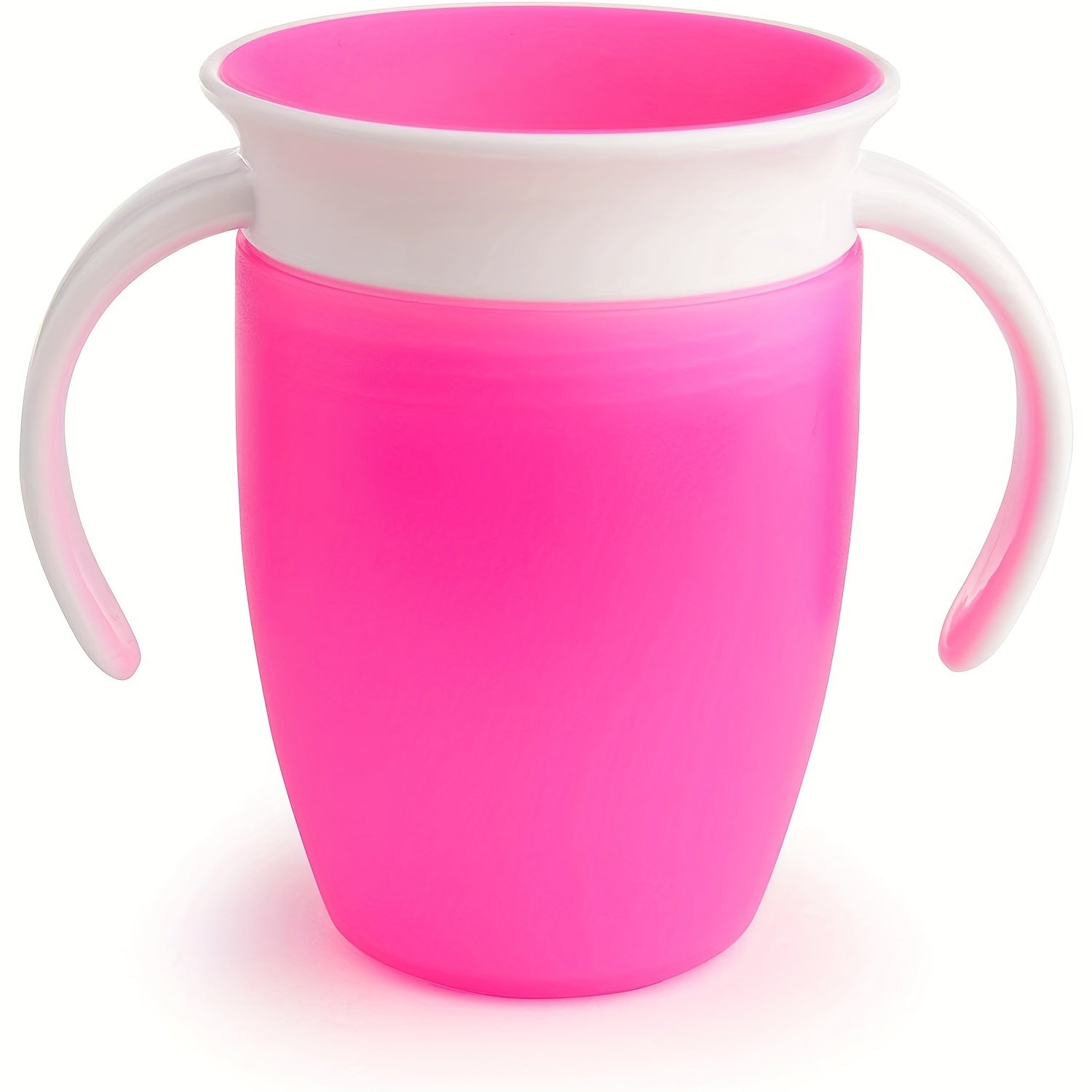 Pink and White Leak-Proof Training Cup for Young Children with Easy-Grip Handles