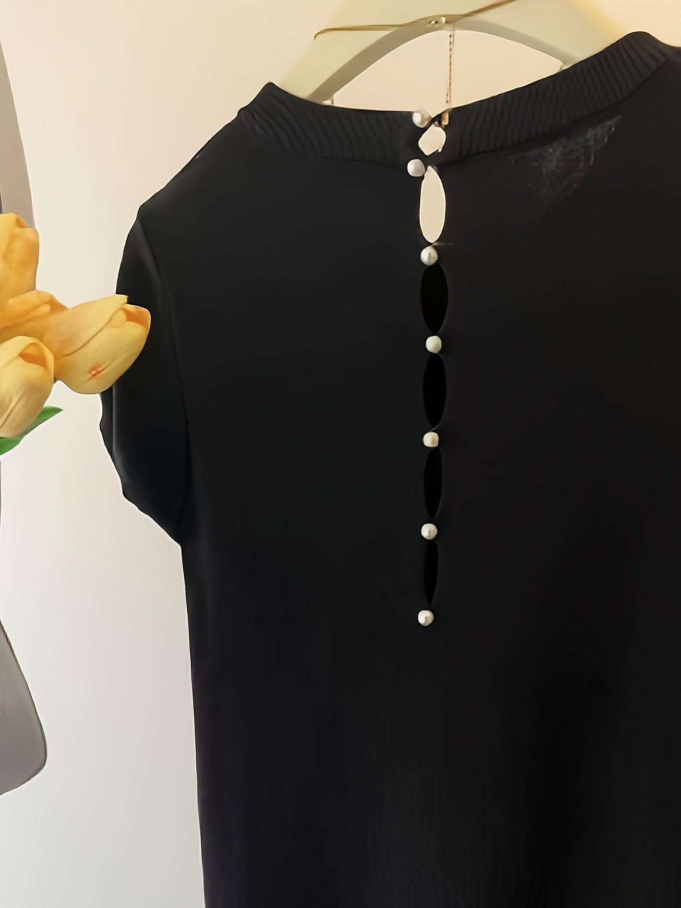 Туника для женщин больших размеров с французским вырезом на спине, эластичная повседневная блузка, летняя