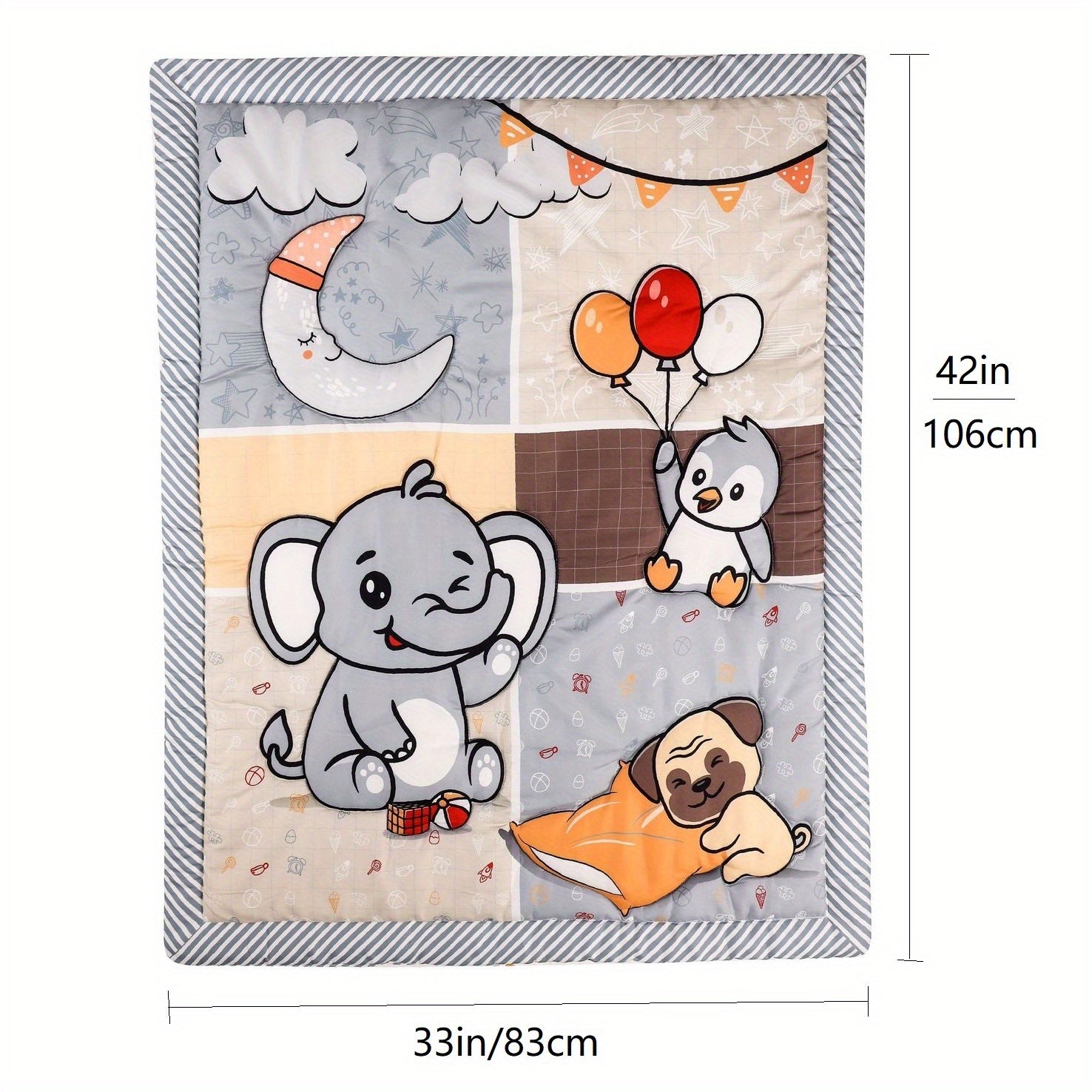 Baby Toddler Blanket All-Season Soft Quilt Elephant Penguin Design 83x107cm