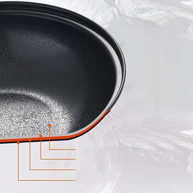Wok de aluminio antiadherente con tapa, lavado a mano, utensilios de cocina