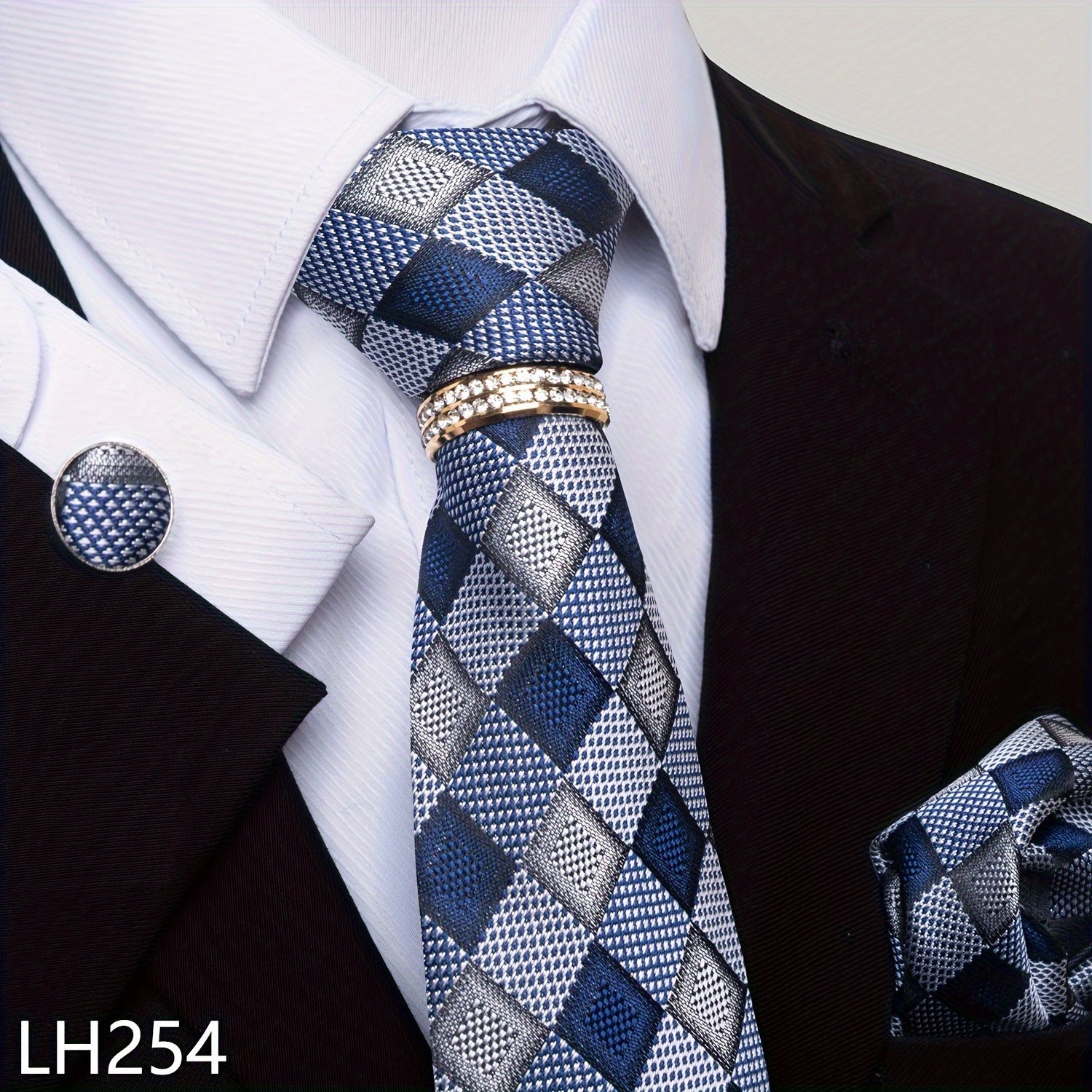 Men's Fashion Accessories Set Tie Pocket Square Handkerchief Cufflinks for Weddings Parties Business