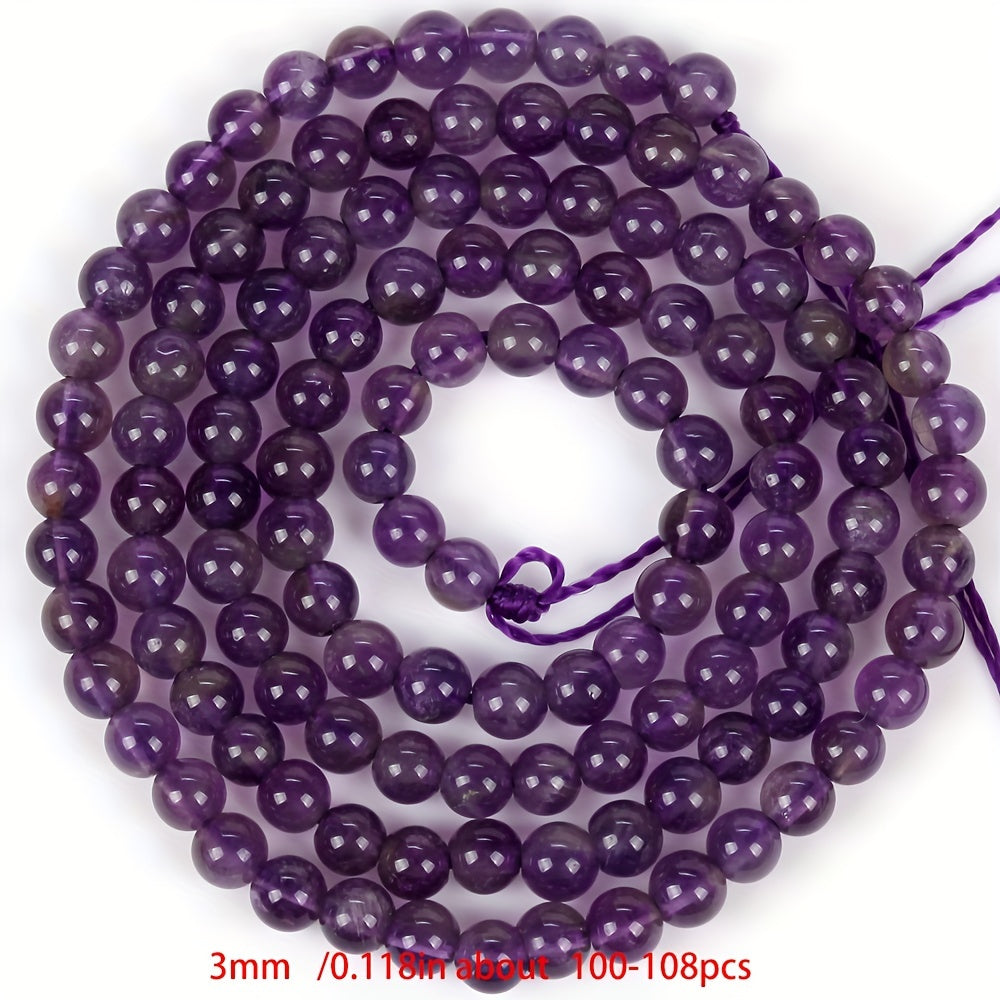 Cuentas separadoras de piedra natural de 3 mm para hacer joyería, amatista, cuarzo rosa, turquesa, ágata