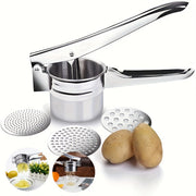 Naychali po'latdan yasalgan 3-in-1 kartoshka pyure pressi va limon siqgichi, sirpanmaydigan tutqich bilan - kartoshka ezish, limon siqish va sabzavotlarni maydalash uchun ko'p funksiyali oshxona asbobi