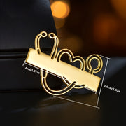 Stainless Steel Nameplate Brooch for Medical Professionals Engraved Elegant Jewelry