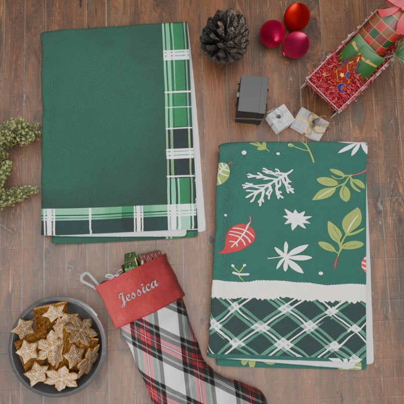 Juego de 2 toallas de cocina de invierno navideño 18x26 cm, toallas de té, decoración festiva, regalo suave