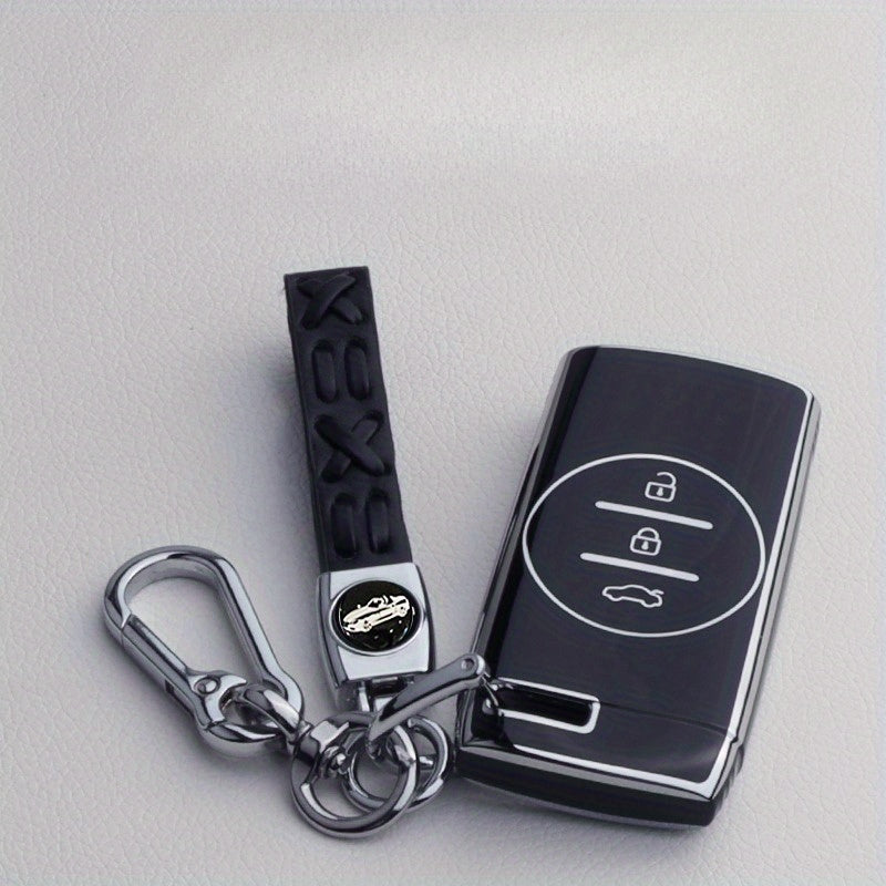 Universal TPU Car Key Fob Case Wear-Resistant Anti-Fall Cover with Keychain