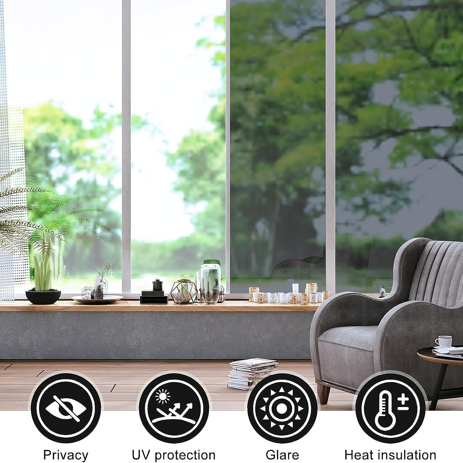 2mm Thick PET Privacy Screen Film for Home Office Sun UV Heat Protection