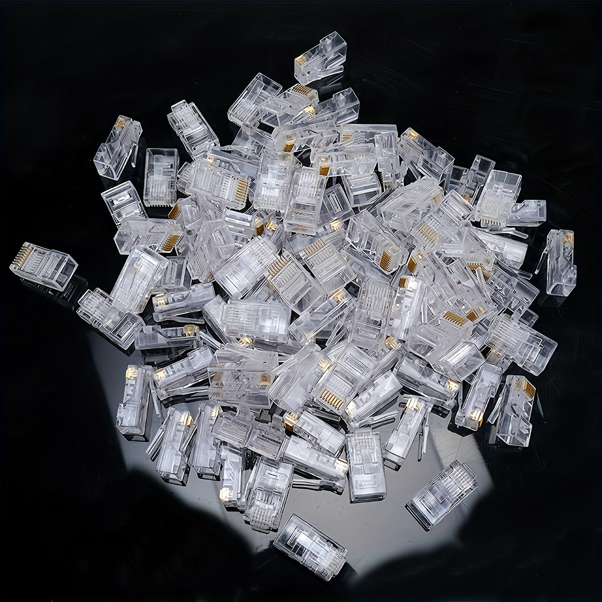 50 Pack RJ45 Connectors for Cat5 Cat5E Ethernet Cables 8P8C Modular Plug