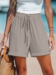 Pantalones cortos de tiro alto de talla grande para mujer con bolsillos, rosa, casuales para verano