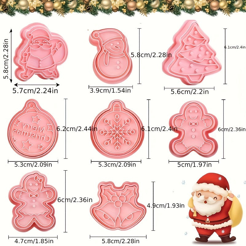 Set of 8 Christmas Cookie Cutters for Holiday Baking and Decorating