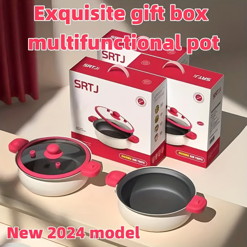 Cast Iron Cookware Set with Skillet and Stew Pot Non-Stick Dishwasher Safe