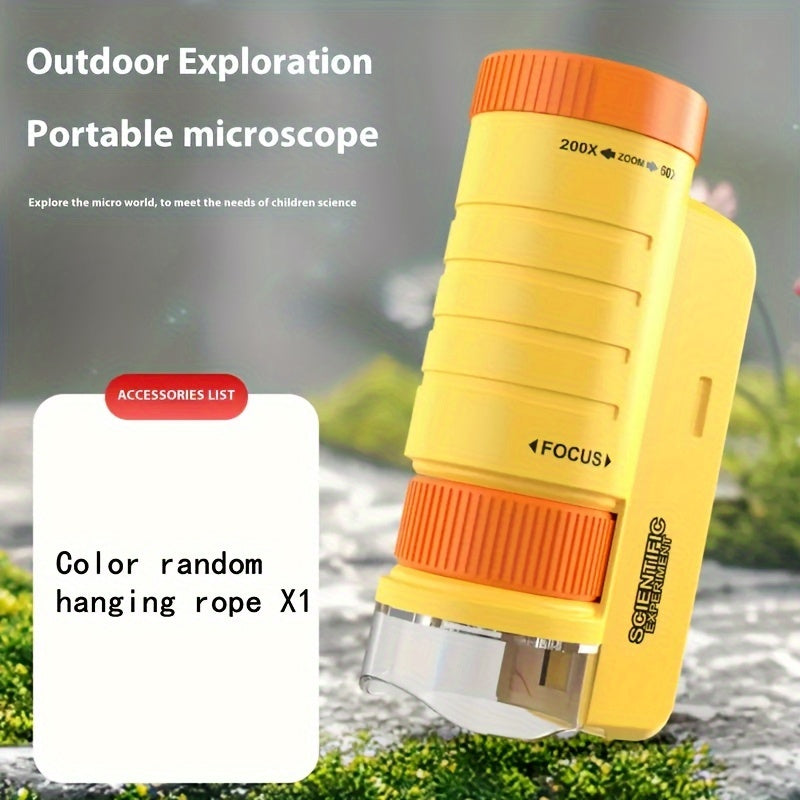 Mini Handheld Microscope for Kids 60X-200X with LED Light PVC Material Back-to-School Science Toy