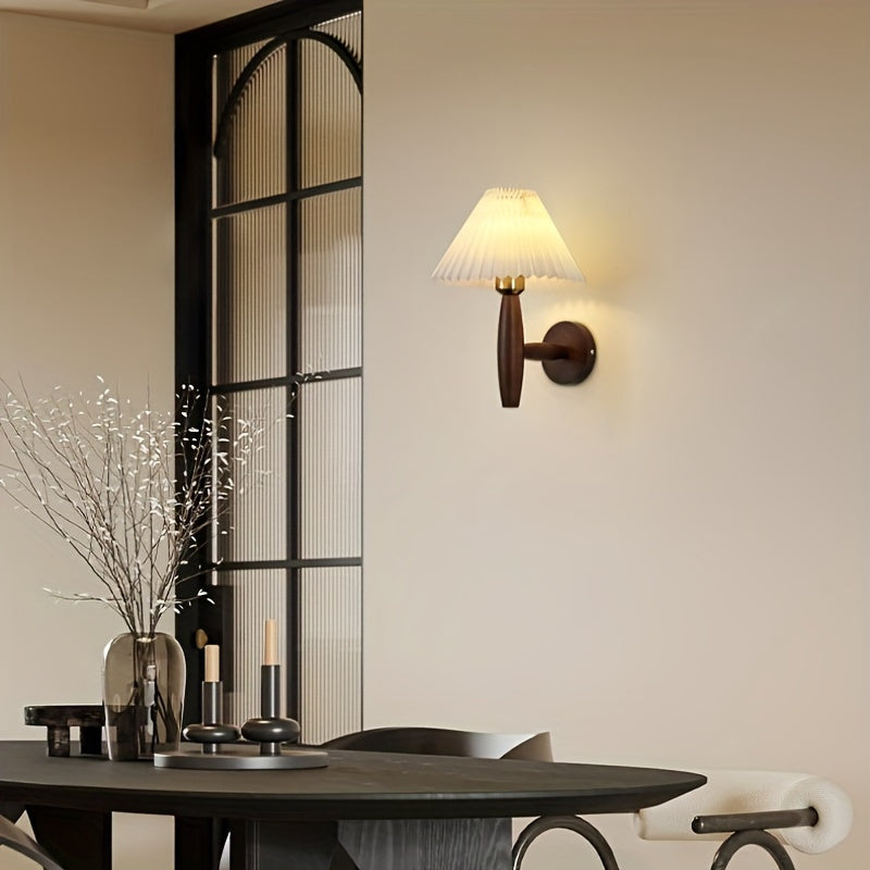 Wooden Wall Sconce Nordic Retro Japanese Style Beige Dark Brown Hardwired Indoor