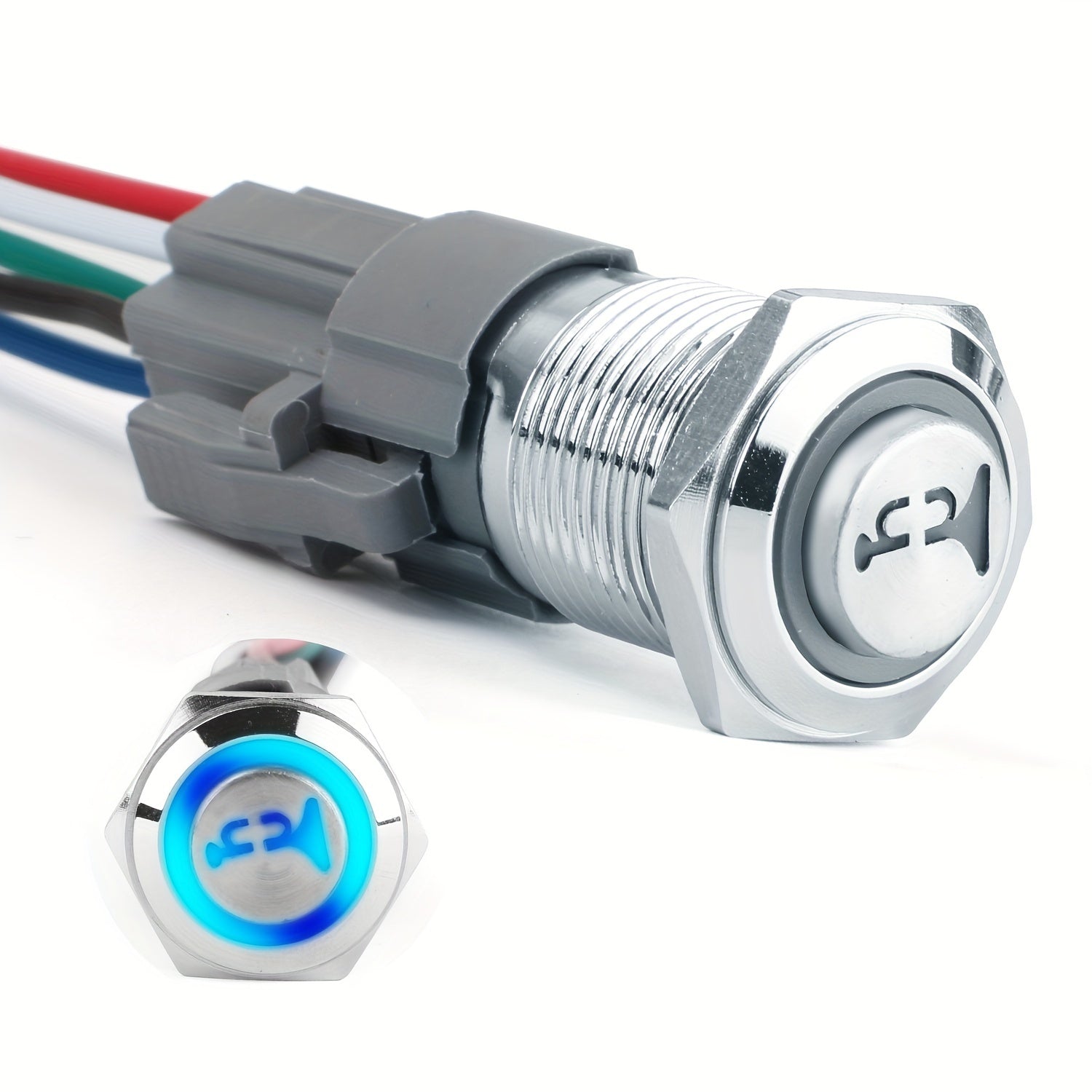 Universal 12V Car Horn Button Instant Switch Tail Plug Cable Bundle