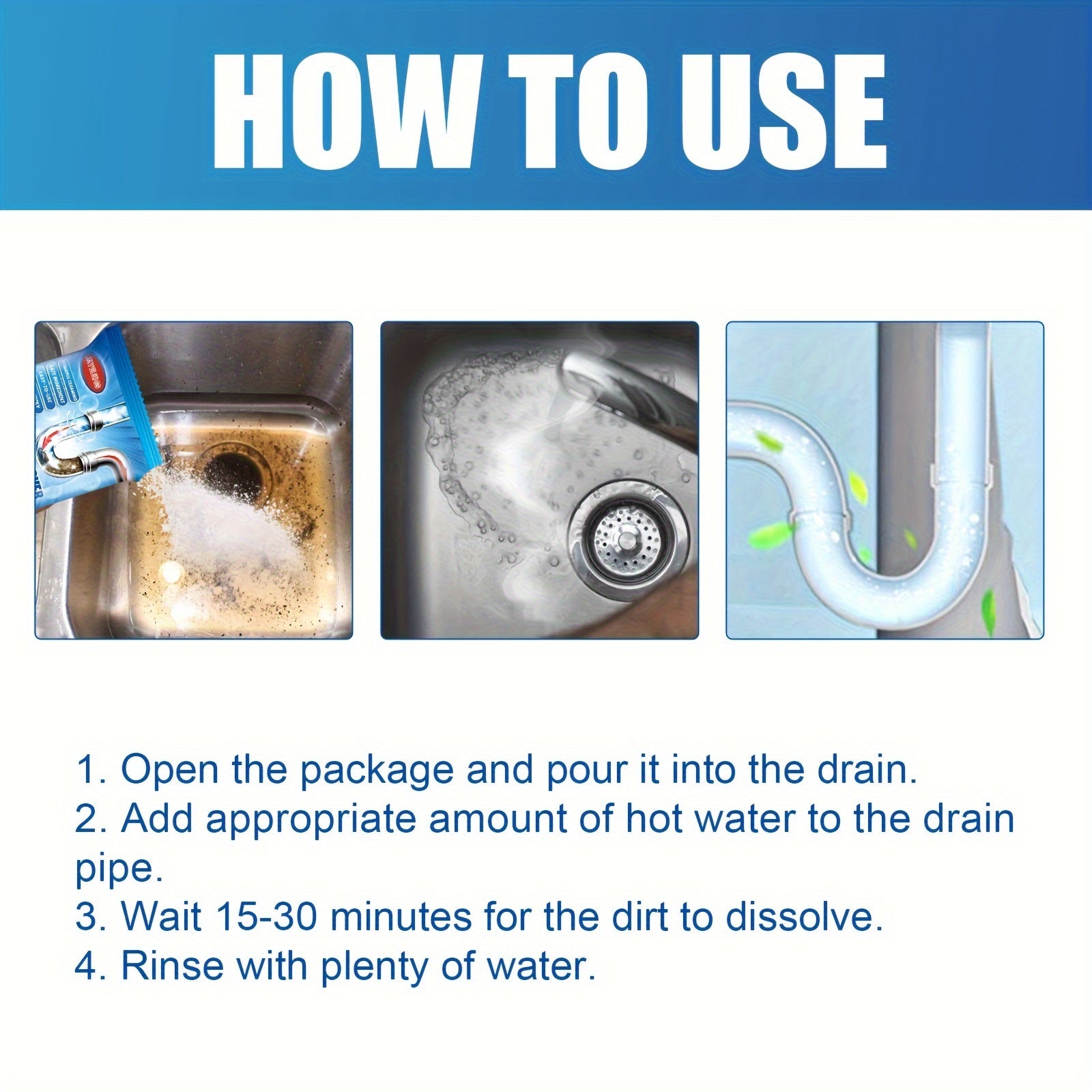 Drain Clog Remover Chemical for All Drains Fast-Acting Pipe Cleaner