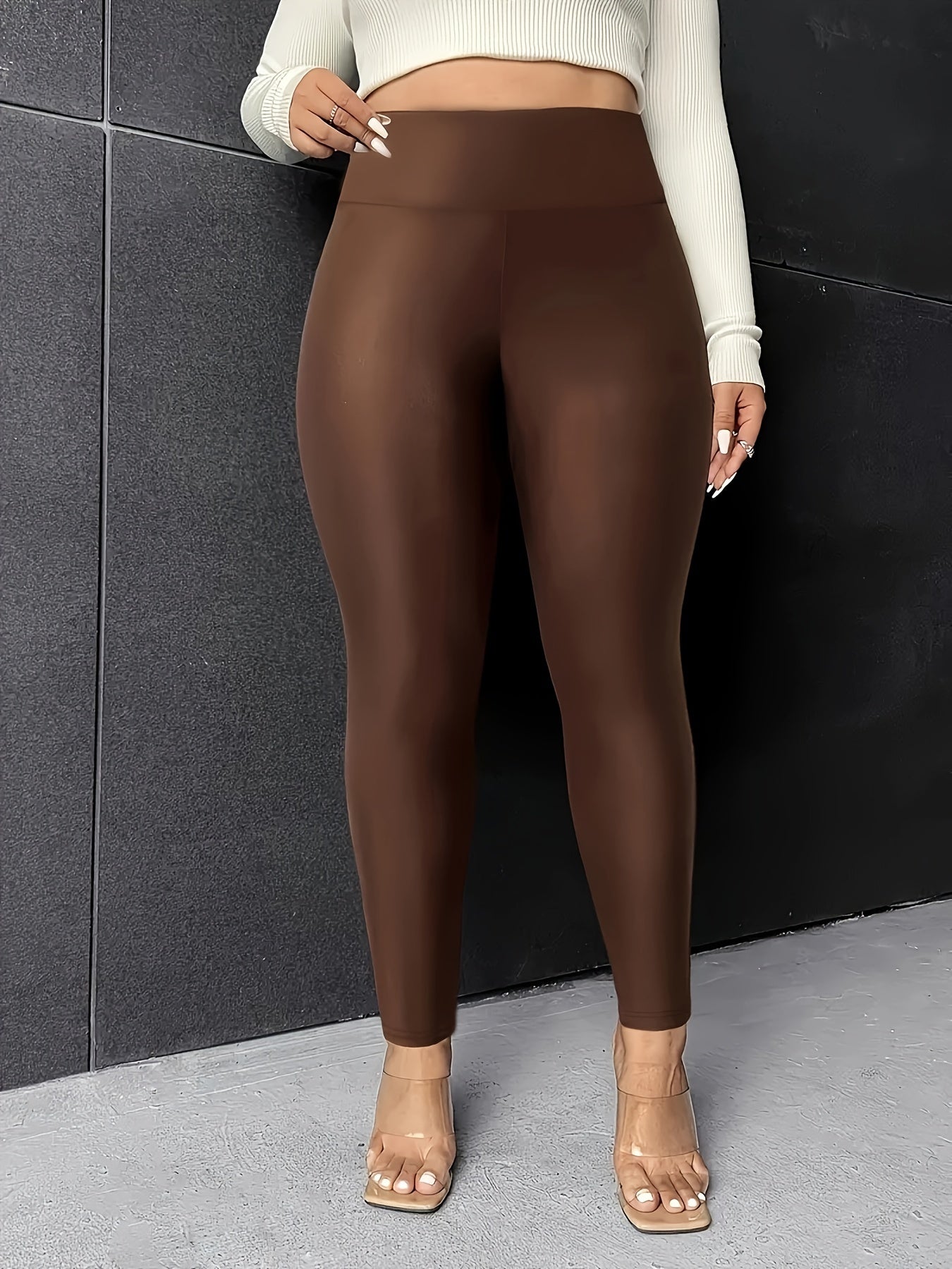 Women's High-Stretch Solid Color Leggings Casual All-Season Polyester Spandex