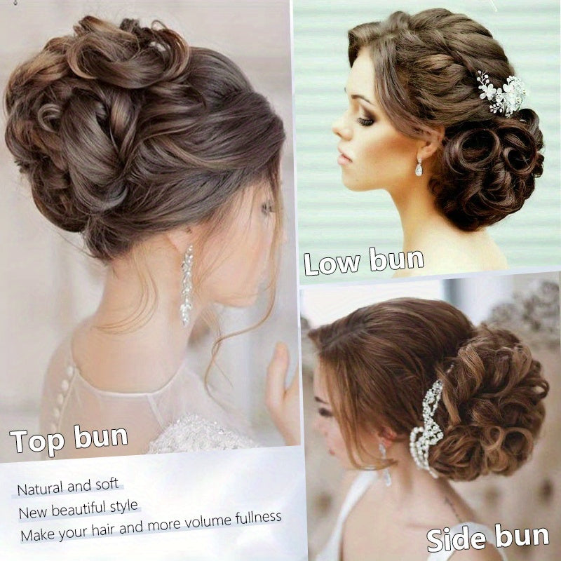 Women's Blonde Synthetic Messy Bun Hair Piece with Flowy Wavy Style