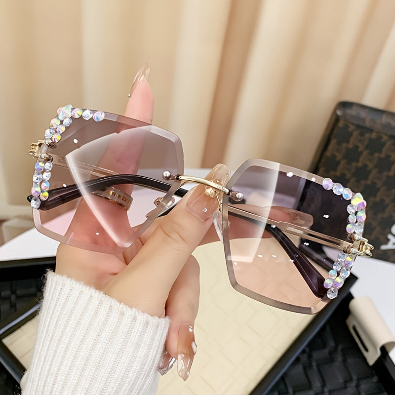 Women Rimless Fashion Glasses with Gradient Lenses and Metal Frames