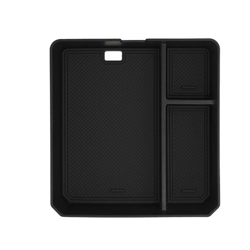 Bandeja de almacenamiento de plástico universal para reposabrazos de coche con múltiples compartimentos