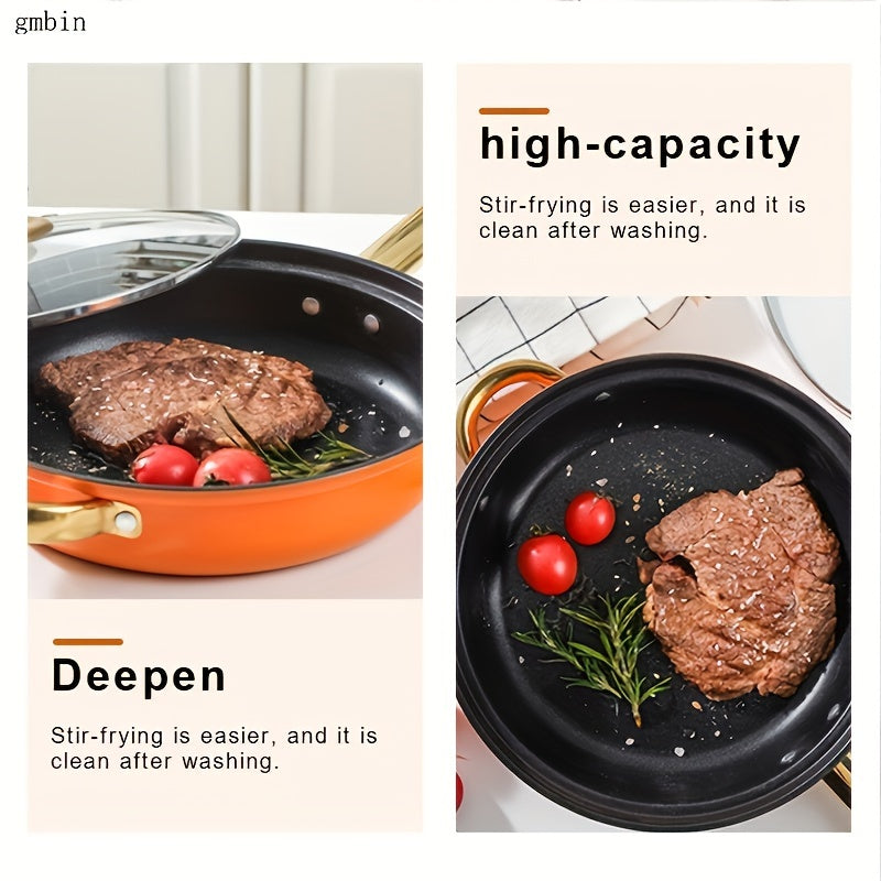 Juego de utensilios de cocina de acero inoxidable de 6 piezas, antiadherente, apto para lavavajillas, con tapas de vidrio