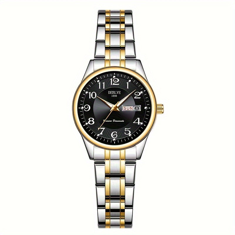 Women's Watch Ultra-Thin Steel Strap Quartz Luminous Week Calendar Light Luxury