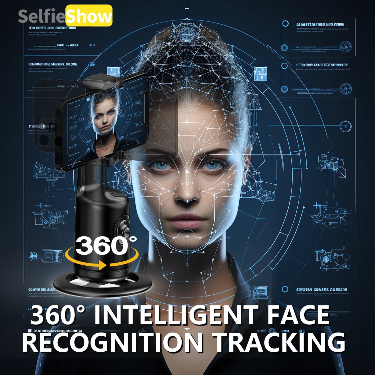 Portable 360° Auto Face Tracking Tripod Selfie Stick for Vlogging and Live Streaming