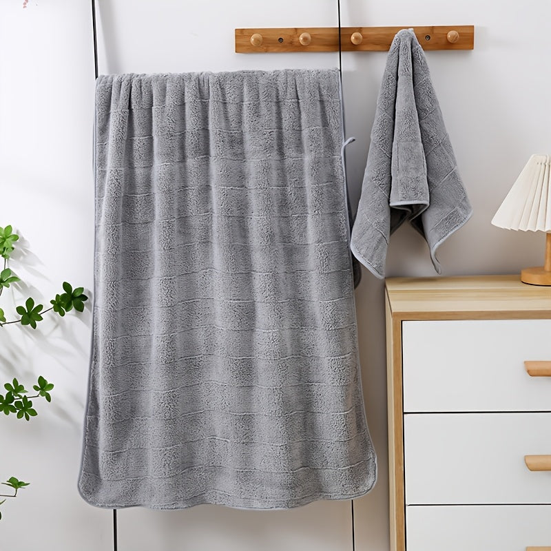 Juego de toallas de baño a cuadros 2 piezas, felpa coral, 300GSM, grandes, de secado rápido, accesorios de baño de lujo