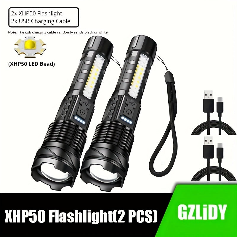 Rechargeable Torch Flood Light with Side Lights 1500mAh Lithium Battery Waterproof Outdoor Emergency Camping Hiking