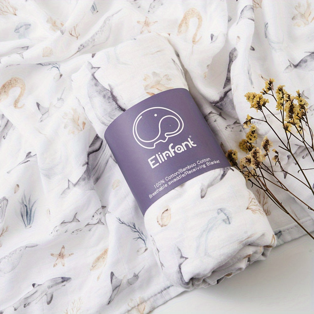 Manta de muselina de algodón de bambú con estampado digital para recién nacidos 1 pieza