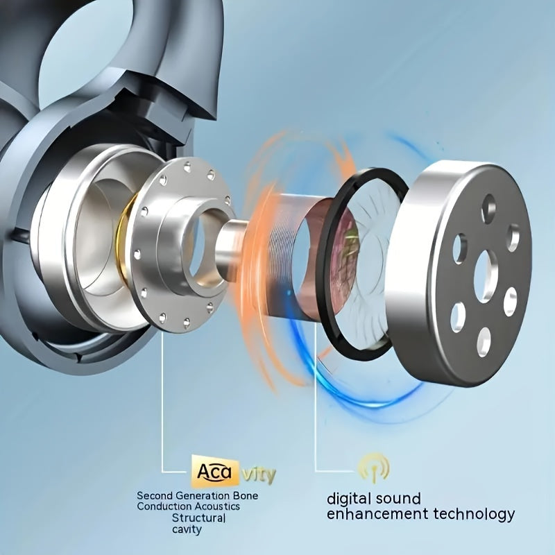 Wireless Noise Cancelling Clip-On Earbuds for Sports Calls Long Battery