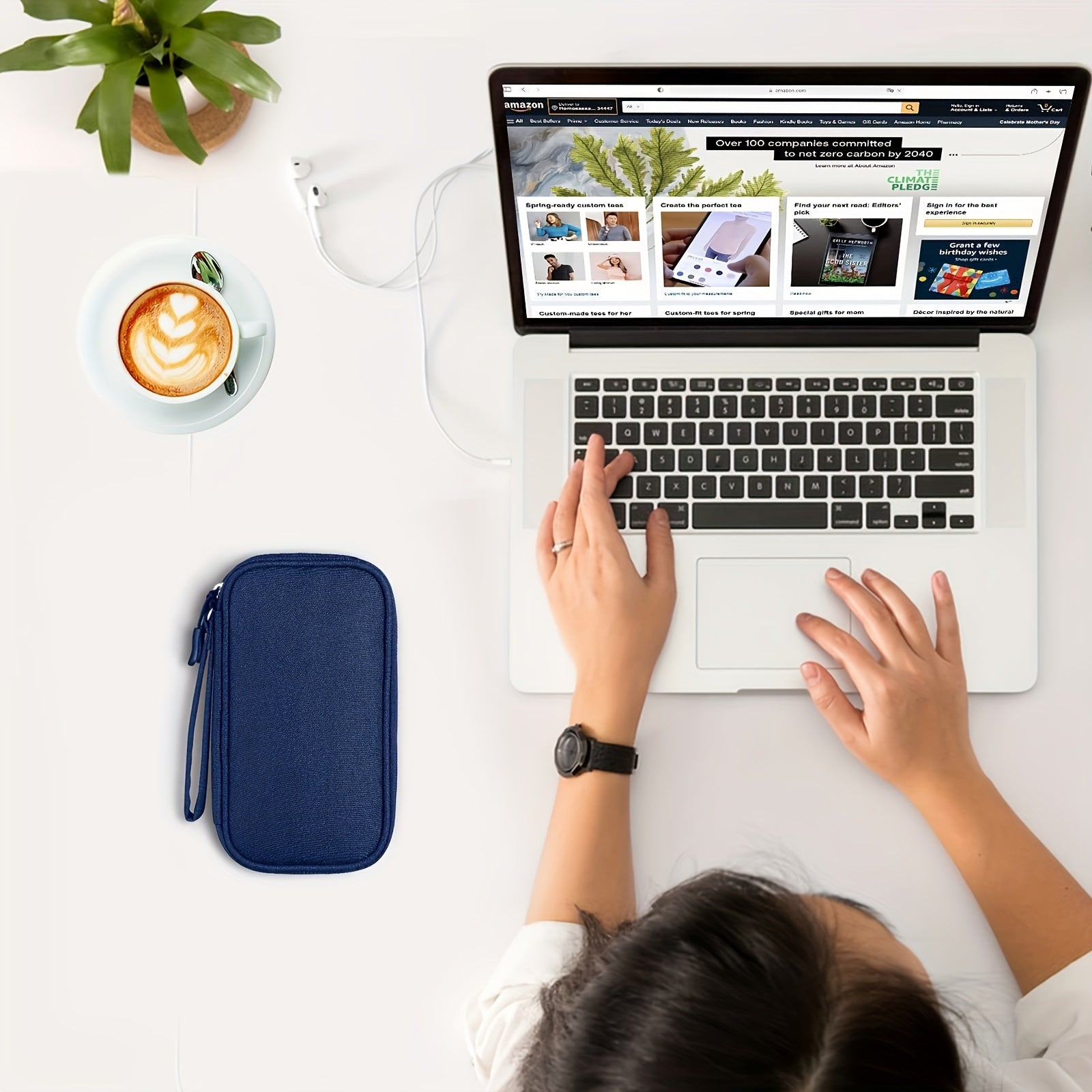 Bolsa organizadora de cables de viaje para cargadores, cables y auriculares, poliéster duradero y compacto