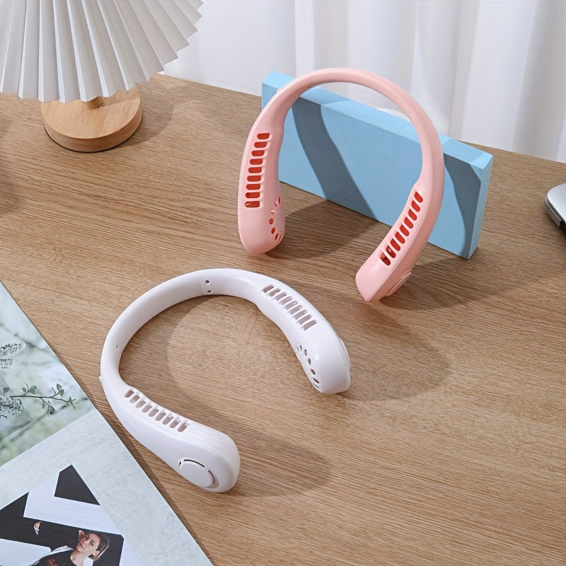 Rechargeable Portable Neck Fan 4-Speed Bladeless Cooling Fan for Men Women in White Pink Blue Teal