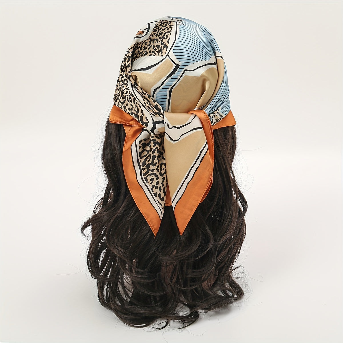 Boho Floral Print Square Scarf with Tropical Leaves and Flowers on Light Pink Polyester