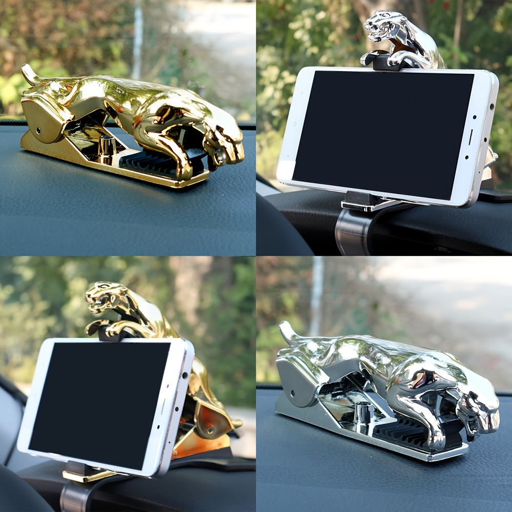 Car Dashboard Phone Holder and Navigation Stand Golden Leopard Style Waterproof Adjustable Mount
