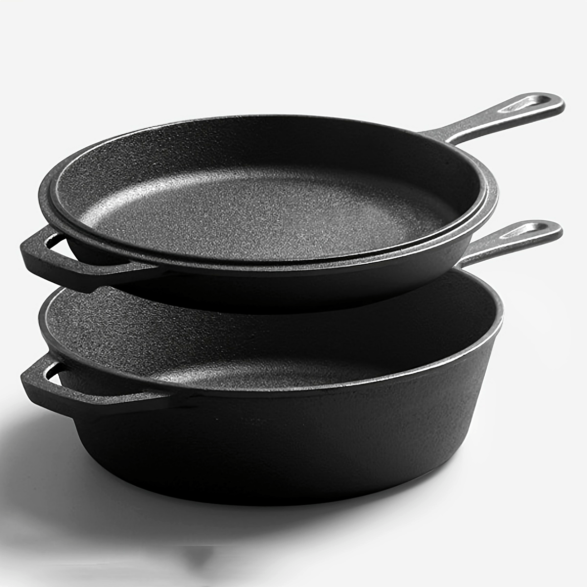 Cast Iron Soup Pot and Frying Pan Set, Durable Dual-Use Kitchen Cookware