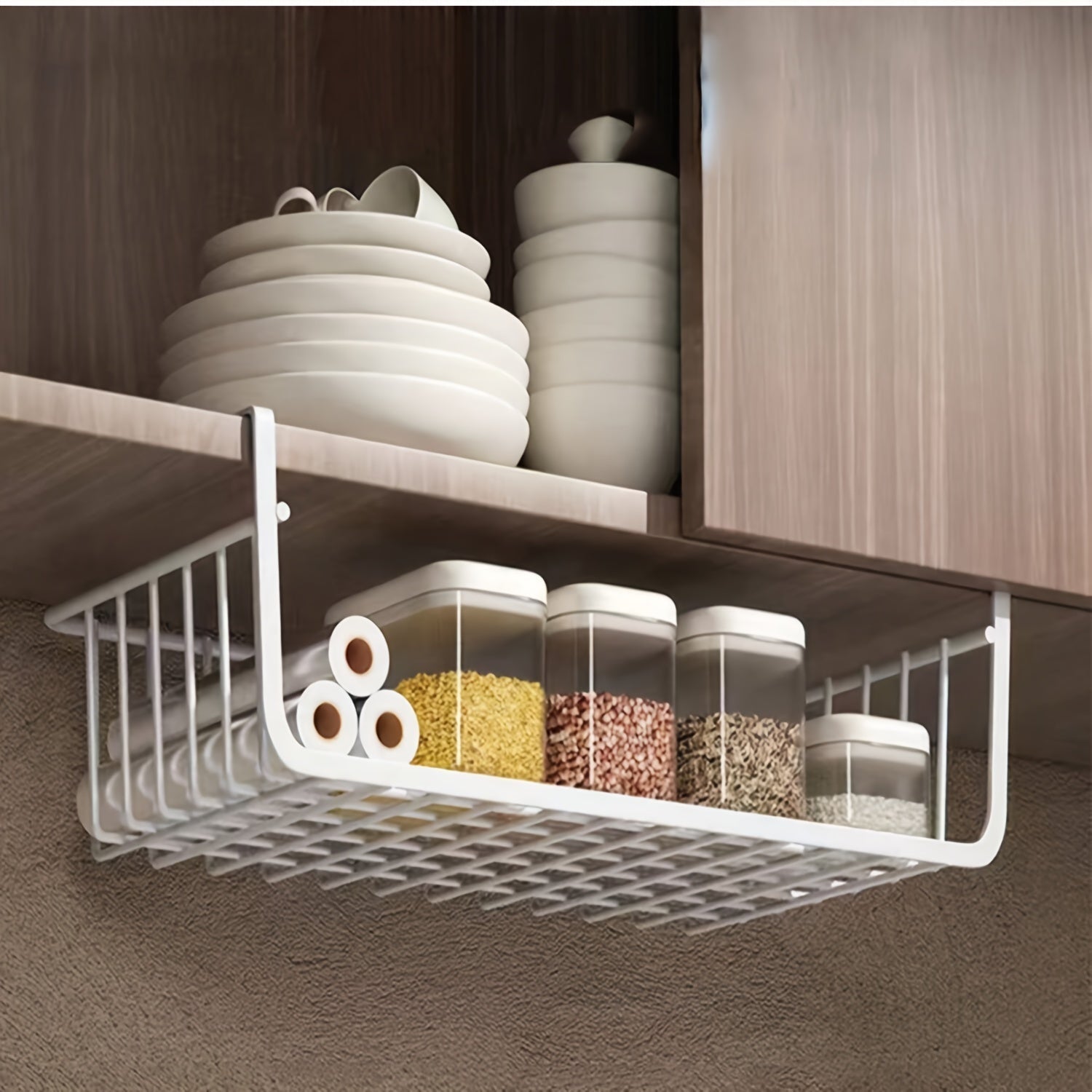 Organizador de armario de cocina y dormitorio de metal, sin ensamblaje, almacenamiento de apertura fácil