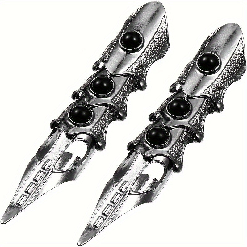 Katta qora to'liq barmoq uzuk, g'ildirakli, vampir qattiq, zirakli zargarlik, gotik uslub, zink alloy